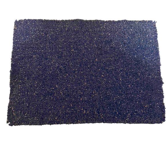 Classic Blue Heathered Fringe Tweed Placemats Set of 4 Urban Metro Minimalist - Picture 1 of 5
